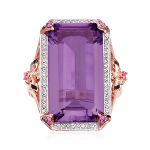 Ross-Simons 15.00 Carat Amethyst and .30 ct. t.w. Multi-Gemstone Bumblebee Ring in 18kt Rose Gold Over Sterling - 1 of 4