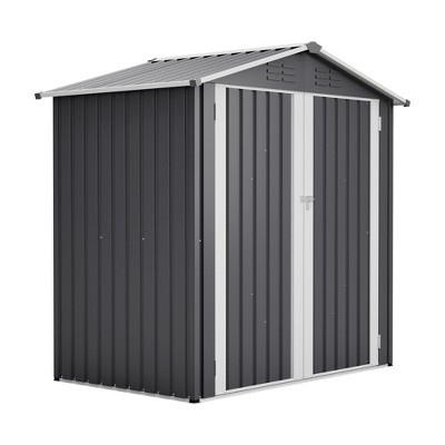 Vynxaria 6x4FT Metal Outdoor Storage Shed, Waterproof Garden Tool Shed with Lockable Door for Backyard/Patio/Lawn, Gray