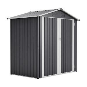 Vynxaria 6x4FT Metal Outdoor Storage Shed, Waterproof Garden Tool Shed with Lockable Door for Backyard/Patio/Lawn, Gray - 1 of 4