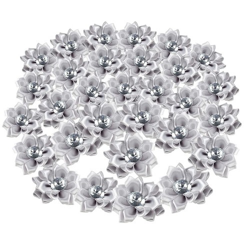 Juvale 60 Pack Fabric Flowers For Crafts, Gray Satin Embellishments With  Rhinestones, 1.5 In : Target