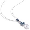 EVERLY JEWELRY | Sterling Silver 3 1/4 CT TGW London, Sky Blue and White Topaz and 9.5 - 10 MM White Cultured Freshwater Pearl Drop Pendant with Chain - 2 of 4