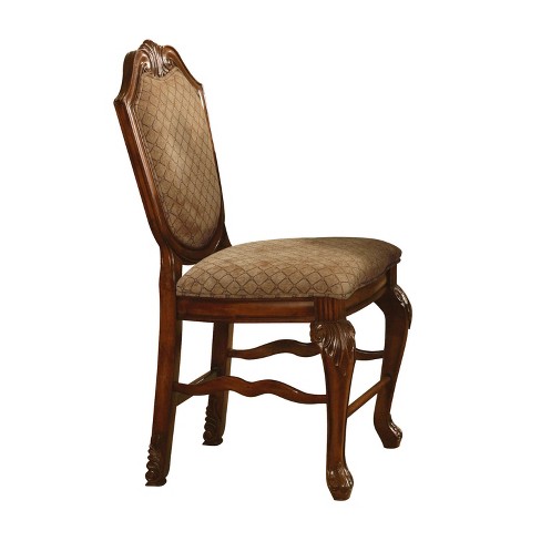 Set Of 2 Chateau De Ville Counter Height Chair Fabric Brown Cherry