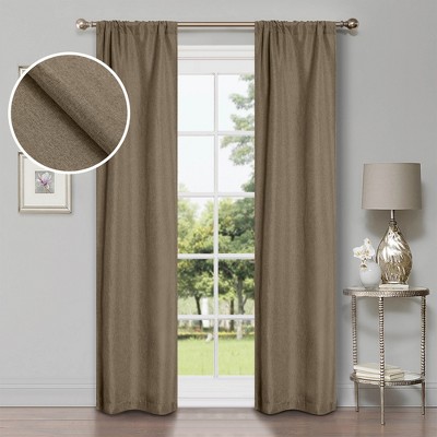 Classic Linen Design Room Darkening Semi-Blackout Curtains, Set of 2 by Blue Nile Mills