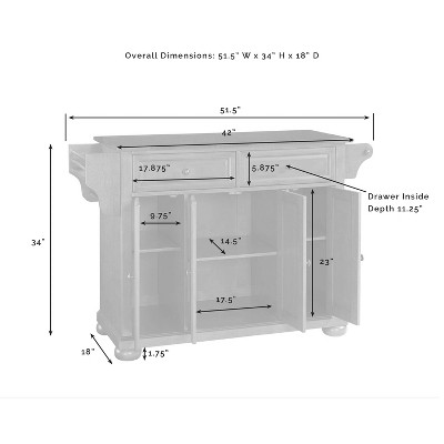 Alexandria Cherry Wood Top Full Size Kitchen Island