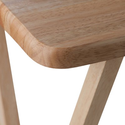 Natural Solid Wood 6-Piece Snack Table Set with Rolling Stand