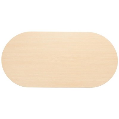 Natural Wood Oval Coffee Table with Minimalist Metal Legs