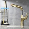 Brushed Gold Pull-Down Vessel Faucet - Single Hole Bathroom Sink Faucet with Lift Spout & Dual Spray Modes - 3 of 4