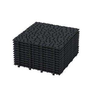 Dolonm 12"x12" Black Interlocking Deck Tiles – Plastic, Waterproof & Anti-Slip for Patio, Balcony, Shower - 1 of 4