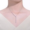 Guili Rhodium-Plated Sterling Silver Waterfall Y-Necklace with CZ in White or Gold—Elegant, Asymmetrical, and Perfect for a Stylish Look. - 3 of 3