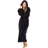 Women's Fuzzy Plush Fleece Bathrobe with Hood, Soft Warm Hooded Lounge Robe