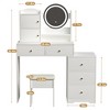 FONTOI 47.24"W Vanity Desk with Mirror and Lights 3 Color Lighting and Cushioned Chair for Bedroom Dressing Room, White, 47.24"*15.75"*54.33" - 3 of 4