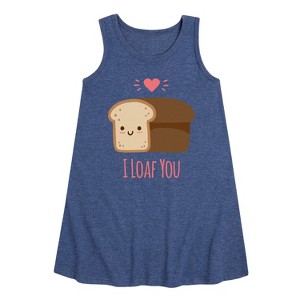 Instant Message Valentine's Day I Loaf You Bread Graphic Sleeveless Aline Dress - Heather Navy - Medium - 1 of 4