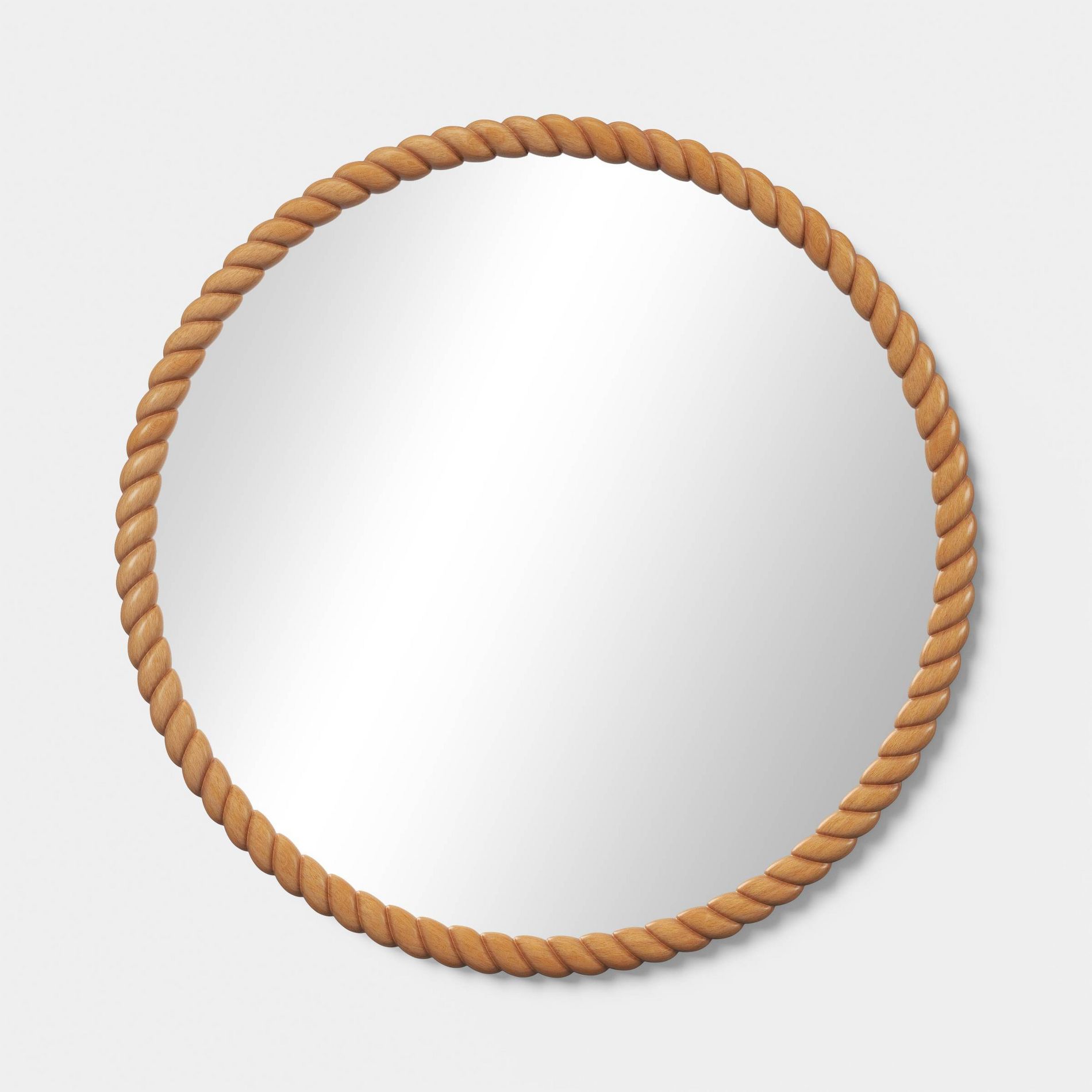 30" Twisted Round Light Wood Wall Mirror Georgian Wood - Threshold™