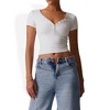 Anna-Kaci Women's Short Sleeve V-Neck Top with Grommet Details and Slim Fit for Everyday Casual Styles - 2 of 4