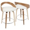 24" Fixed-Height Counter Stool with Swivel, Upholstered Seat and Round Chrome Metal Footrest, Set of 2 for Kitchen - 2 of 4