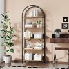 Jojoka 5-Tier Arched Bookshelf, Tall Wood Bookcase with Metal Frame, Modern Storage Rack for Living Room, Bedroom, or Home Office，Black+Brown - 4 of 4