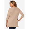 Jessica London Women's Plus Size Stretch Cotton Crochet Notch Neck Tunic - 3 of 4
