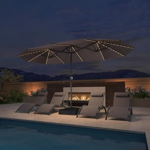 PURPLE LEAF 14ft Patio Market Umbrella and Base Double-Sided Rectangle Outdoor Table Sun Umbrellas with Crank - 1 of 1