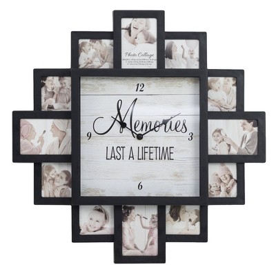 Black Geometric Picture Frame Collage Wall Clock