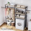 74" 5-Tier Adjustable Wood Shelf Over Washer & Dryer, Laundry Organizer with Drying Rack, A+B - 2 of 4