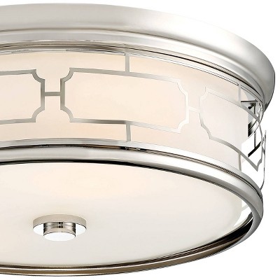 Elegant Polished Nickel 16" LED Drum Flush Mount with Opal Glass