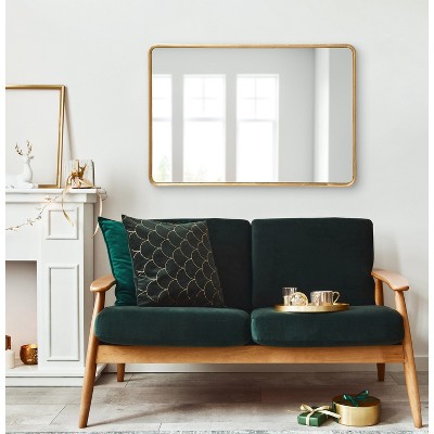 Gold Framed Rounded Rectangle Wall Mirror, 24x36