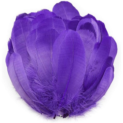 Bright Creations 100 Pieces Purple Goose Feathers for Art and Crafts, Costumes, Decorations (6-8 in)