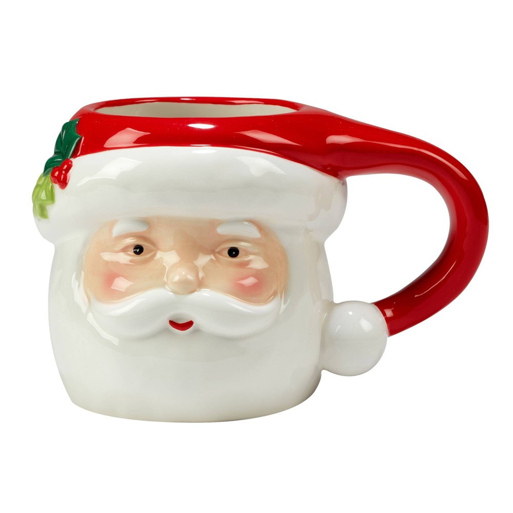 Photos - Glass Certified International 20oz 4pk Earthenware Holiday Magic Santa 3-D Mugs - Certified Internationa 