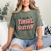 Simply Sage Market Women's Powered By Tinsel And Glitter Short Sleeve Garment Dyed Tee - 2 of 4