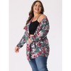 Agnes Orinda Women's Plus Size Lightweight Open Front Knit Floral Cardigans - 2 of 4