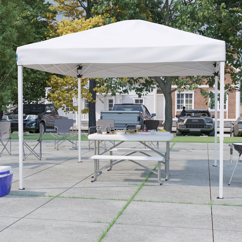Flash Furniture 10'x10' Pop Up Event Canopy Tent with Carry Bag and Folding Bench Set - Portable Tailgate, Camping, Event Set, 3 of 11