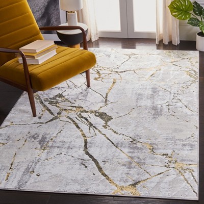 Amelia Grey and Gold Abstract Rectangular Area Rug