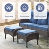 POCASSY Outdoor Ottomans Set of 2 with Cushion, Brown Wicker Patio Footrest with All Weather Wicker Rattan - 4 of 4