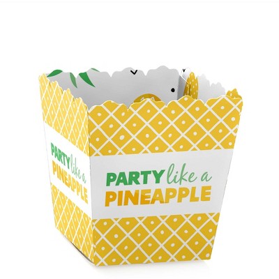 Big Dot of Happiness Tropical Pineapple - Party Mini Favor Boxes - Summer Party Treat Candy Boxes - Set of 12