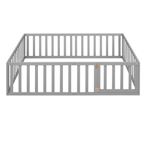 Bellemave Full Size Wood Daybed  Frame with Fence, Gray - 1 of 4