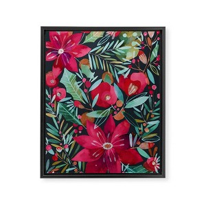CayenaBlanca Watercolour Christmas Flowers Framed Art Canvas - Society6 - 1 of 4