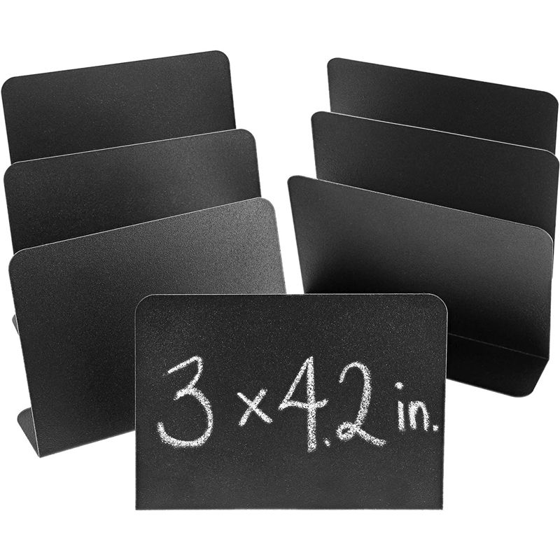 8-Pack Mini Metal Chalkboard Stands - Erasable Signs for Tables, Weddings, and Parties, 3 x 4 inches, 1 of 8