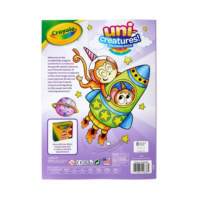 Crayola 96pg Uni-Creatures Coloring Book with Sticker Sheet, 4 of 5