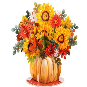 Paper Love HugePop Harvest Bouquet Pop Up Card, with Detachable Flower Bouquet, for Fall, Thanksgiving, All Occasions | 10"x14" Card - 1 of 4