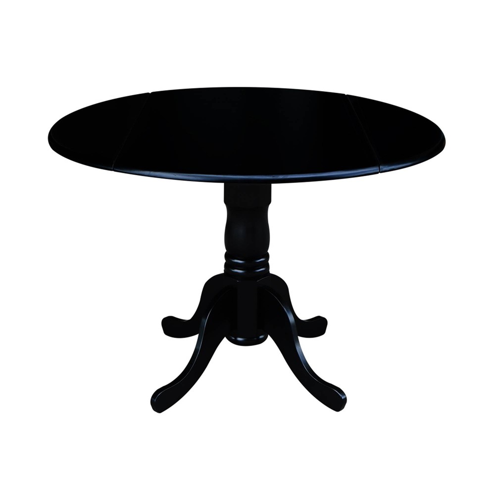 Photos - Dining Table 42" Mason Round Dual Drop Leaf Extendable  Black - Internation