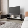 Chic Crate-Rock Point Media Console – Stained Walnut & White TV Stand w/ Sliding Door & Open Shelving, Multi-Room Furniture - 4 of 4