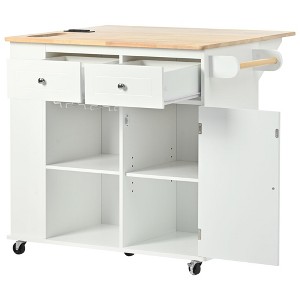 NicBex 2 Drawer Rolling Kitchen Island Cart with 1 Cabinet and 2 Open Shelves,Kitchen Island on Wheels with Rack,Island Table for Kitchen - 1 of 4