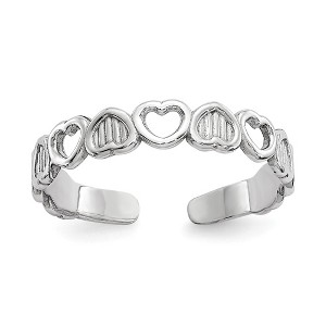 Black Bow Jewelry Open and Textured Hearts Toe Ring in 14 Karat White Gold - 1 of 4