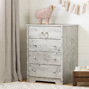 Navali 4 Drawer Kids' Chest Seaside Pine - South Shore: Small Bedroom Dresser, Modern Farmhouse Style, White - 1 of 4