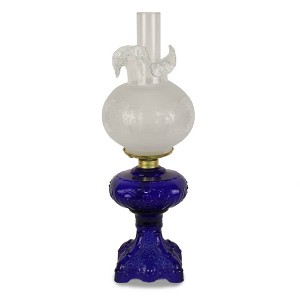 Lehman's Princess Feather Oil Lamp - Historical Design with Glass Lamp, Brass Burner, 12" Chimney, Etched Ball Glass Shade, 22 Inches High - 1 of 3