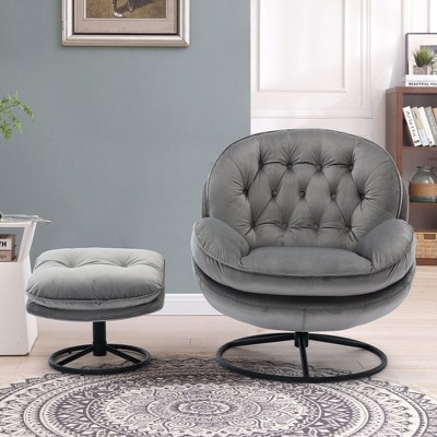 NicBex Living Room Chairs Modern Accent Chair TV Chair with Ottoman Comfy Velvet Chair for Living Room, Apartment