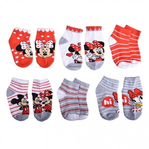Kids Disney Minnie Mouse and Daisy Duck Baby Crew Socks 6-Pack - 1 of 4