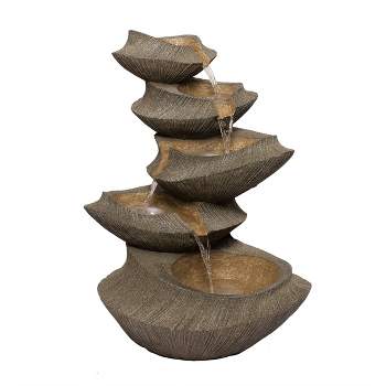 31" Resin Cascading Outdoor Fountain with LED Lights Brown - Alpine Corporation