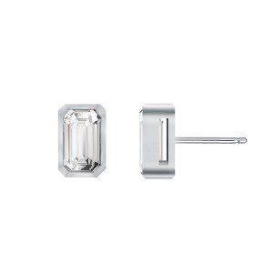 Sophisticated baguette stud earrings adorned with clear cubic zirconia for a chic and sparkling look - 1 of 2