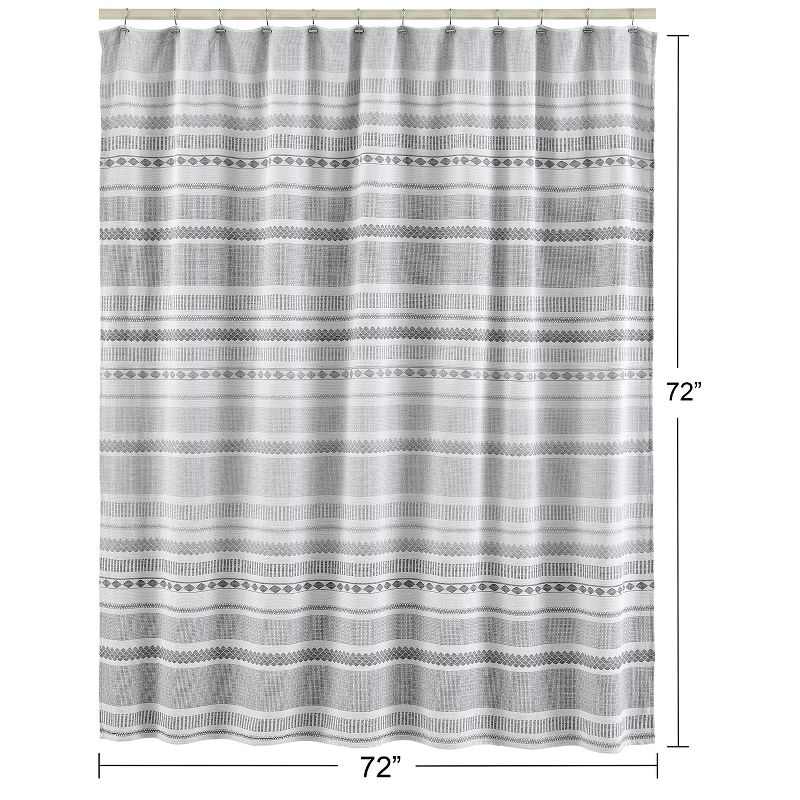 Sweet Jojo Designs Shower Curtain 72in.x72in. Boho Geometric Jacquard Grey Ivory, 3 of 7